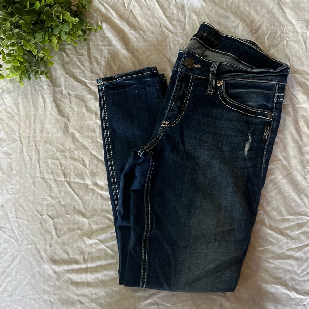 Womens Silver Skinny Jeans.